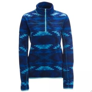 Aeropostale Womens 1/4 Zip Fleece Jacket Pull-Over Blue Aztec Size Small
